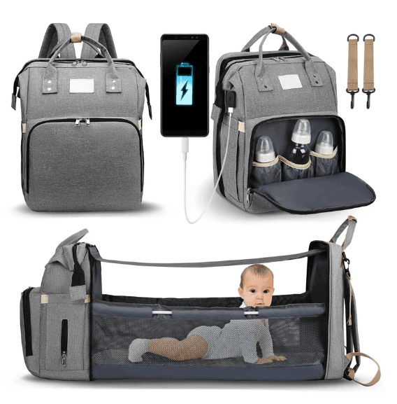 Diaper Bag Backpack - Portable Baby Bed - mybabyx.store